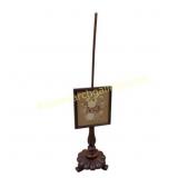 Wooden Pole Screen With Floral Needlework