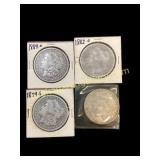 Four Morgan Silver Dollars