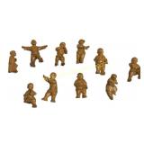 Group of 10 Carved Wood Children