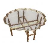 Glass-Top Table with Brass Trim