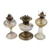 Three Glass Oil Lamps