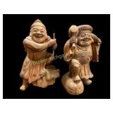 Two Japanese Wood Carved Figures