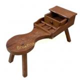 Wooden Cobblers Bench with Storage Drawer