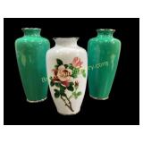 Three Asian Cloisonnï¿½ Vases