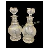 Pair Bohemian Crystal Decanters
