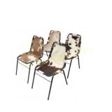 Four Cowhide and Metal Chairs