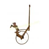 Folk Art Wooden Whirligig with Rider Design