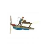 Hand-Painted Moving Wooden Fisherman Sculpture Toy