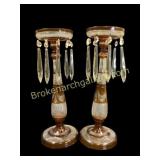 Pair Bohemian Cut Lusters