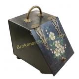 Metal Coal Scuttle with Floral Design
