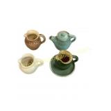 Four Ceramic Pitchers and Teapot