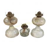 Three Glass Oil Lamps