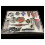 Shadow Box Collection of Vintage Chevrolet Emblems