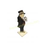 Painted Wooden Smoking Man Figure