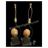 Pair Decorative Faux Turtle Shell Lamps