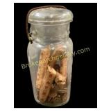 Glass Canning Jar with Coins