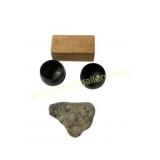 Wooden Box, Fossil Rock, and Two Cups