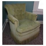 1970s Velour Tufted Lounge Chair