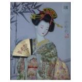 3-D Giesha Woman in Silk Shadow Box Frame