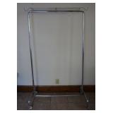 Chrome Rolling Garment  Rack With Top Shelf