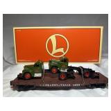 Lionel O Penn Flat Car 9823 w/2 Mack Trucks & Box