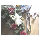 Christmas Santa wreath, cardinal night light,