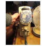 Blue Delft wall mount coffee grinder