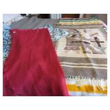 Wool Mexican rug w/ Mayan image, blue chair cover