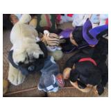 Plush dogs and tiger: pug, bull dog, Ty Beanie