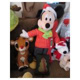 Mickey Mouse Christmas skier, musical Rudolph,