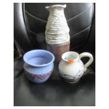 Art pottery tall vase signed L Corbin, Laurie Ber-