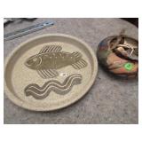 Made in Cley (Wales) studio pottery fish dish, art