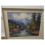 Signed Hammer, painting of stream in mountains