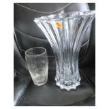Lenox heavy lead crystal vase, etched glass vase