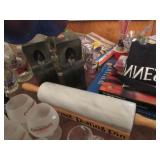 Restoration Hardware heavy metal bookend, marble