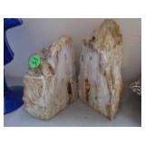 Polished petrified wood bookends