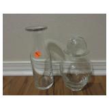 Baccarat crystal water pitcher (left), Andries