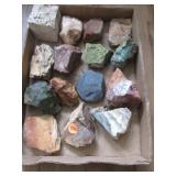 Asst palm sized rock specimens: pumice, copper