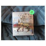 Handpainted Russian lacquer trinket box, signed