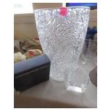 Nybro Swedish crystal Track paperweight w/ box,