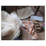 Yellow shear fabric (est 8 yds or more), shiny