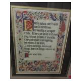 I Corinthians 13:4-8 hand colored engraaving