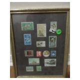 Framed SE Asia postage stamps