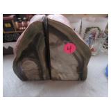 Green brown and gray agate geode bookends