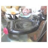 Old Santa Clara blackware pottery ashtray w/