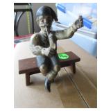 Old Black Forest wood carving of man w/ stummel