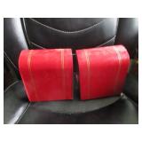 Pair red leather covered bookends