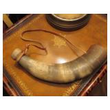 Powder horn with leather string