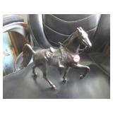 Vintage metal trotting horse figure w/ western