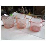 Pink Depression glass cream pitcher, Humpty
